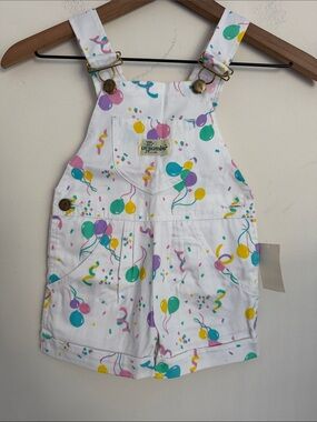 Cutecumber by Mark Zoo birthday balloon Overalls vintage pastel multi 2t NWT